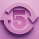 An illustration of the number five on a pink background