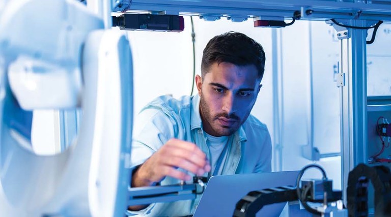 A man conducts research
