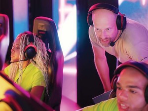 Esports competitors in an esports arena