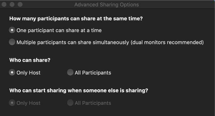 Zoom Advanced Sharing Options