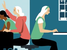 An illustration of in-person and remote learning
