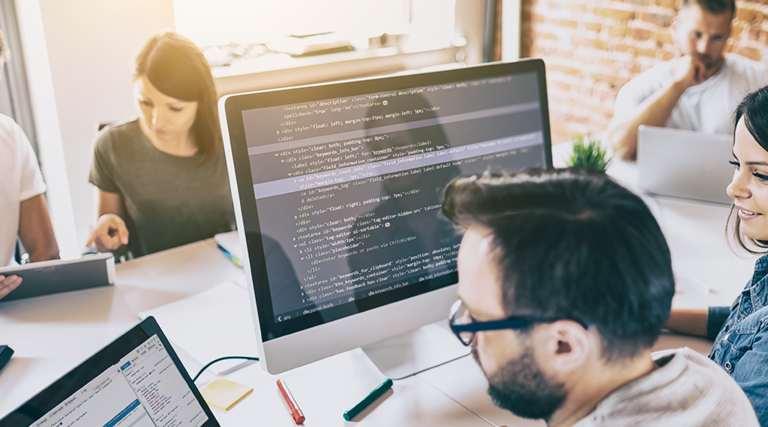 People working on computers together
