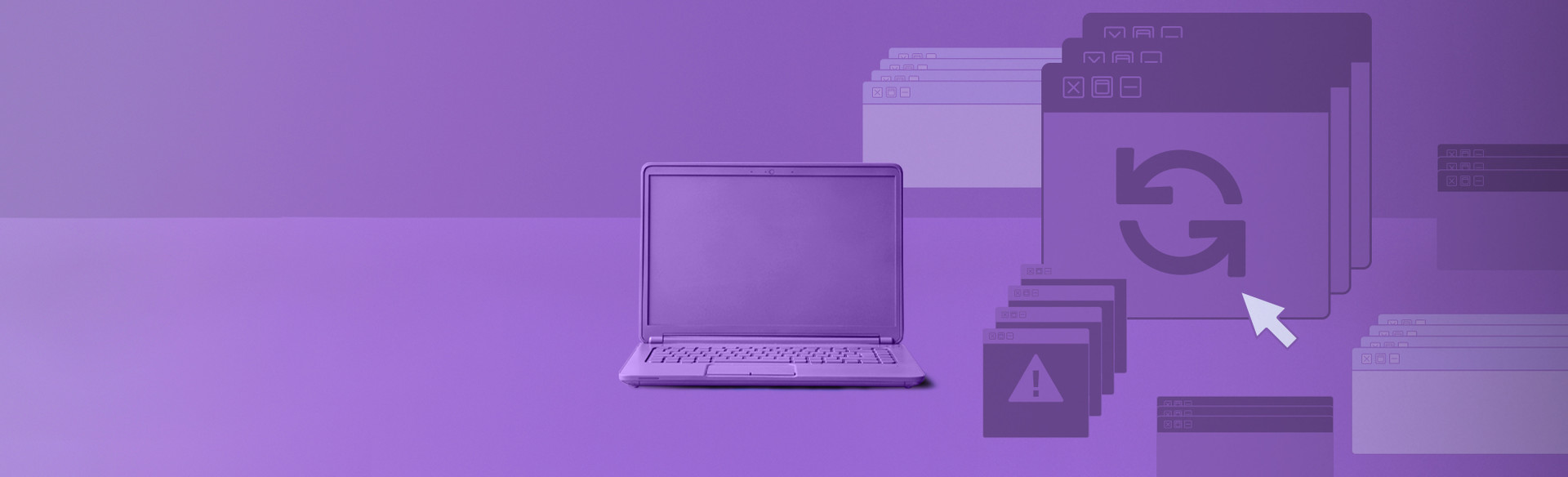 Image of a laptop and illustration of files