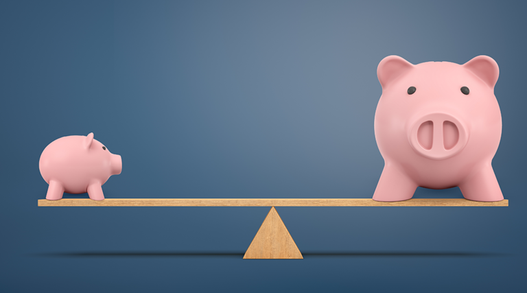 Small piggy bank vs big