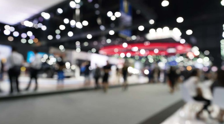 A blurred image of a conference center