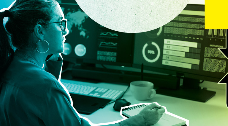 IT worker connected a hybrid higher ed workforce