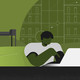 Illustration of a student learning remotely at Portland State University