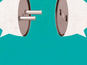 Illustration of two people talking beneath an electrical plug and outlet