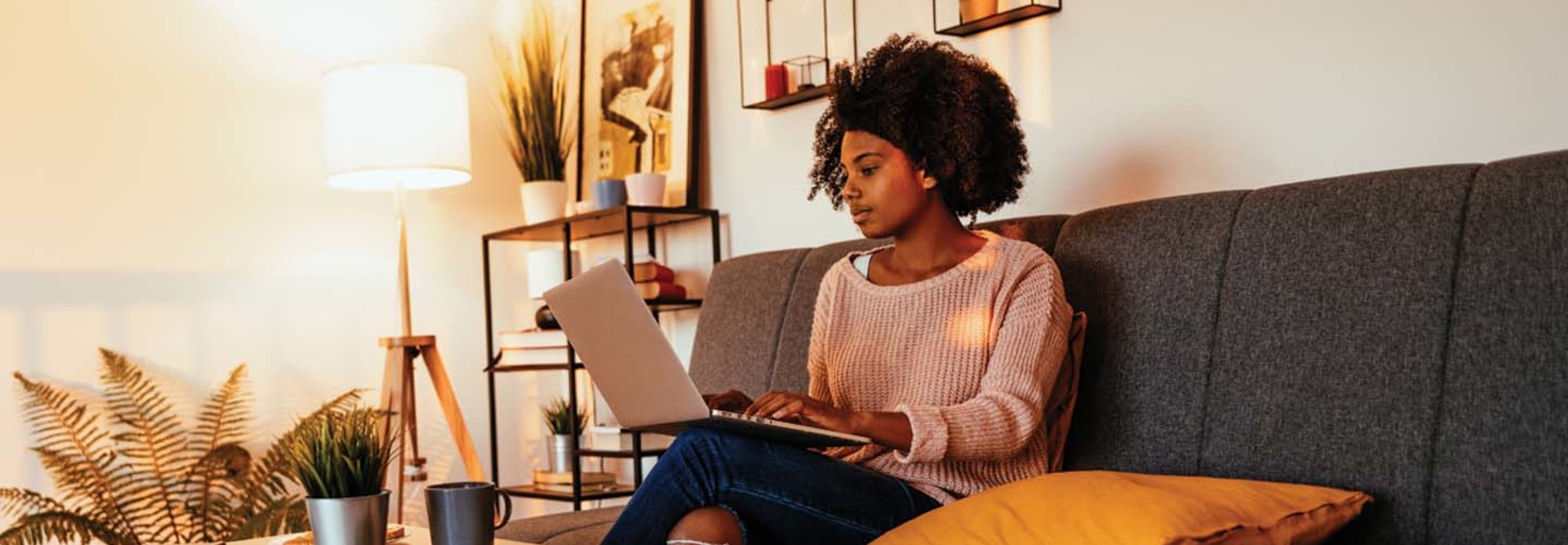 Black college student studying online