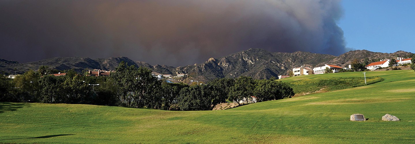 The Woolsey Fire rages in the hills behind Pepperdine University in California on Nov. 9, 2018.