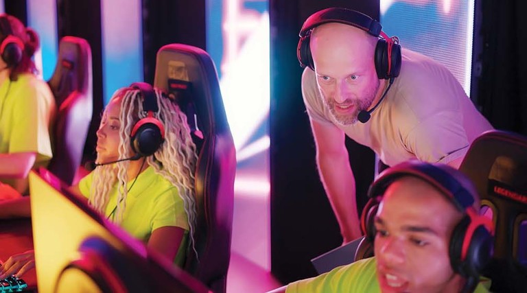 Esports competitors in an esports arena