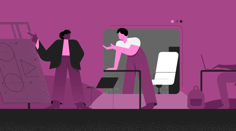 Illustration of collaboration in hybrid learning