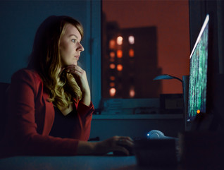 woman using computer to check security