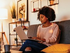 Black college student studying online