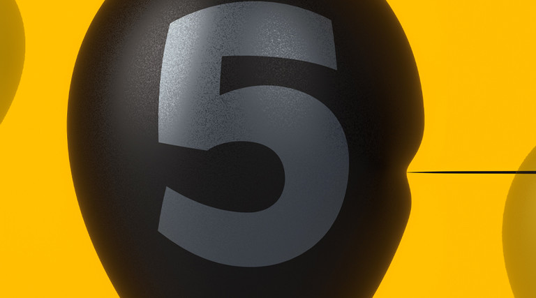 Illustration of a balloon with the number five written on it
