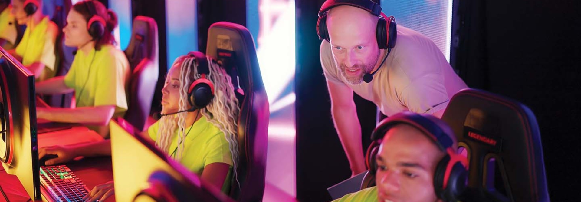 Esports competitors in an esports arena
