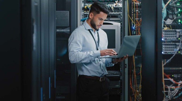 A man in a networking area