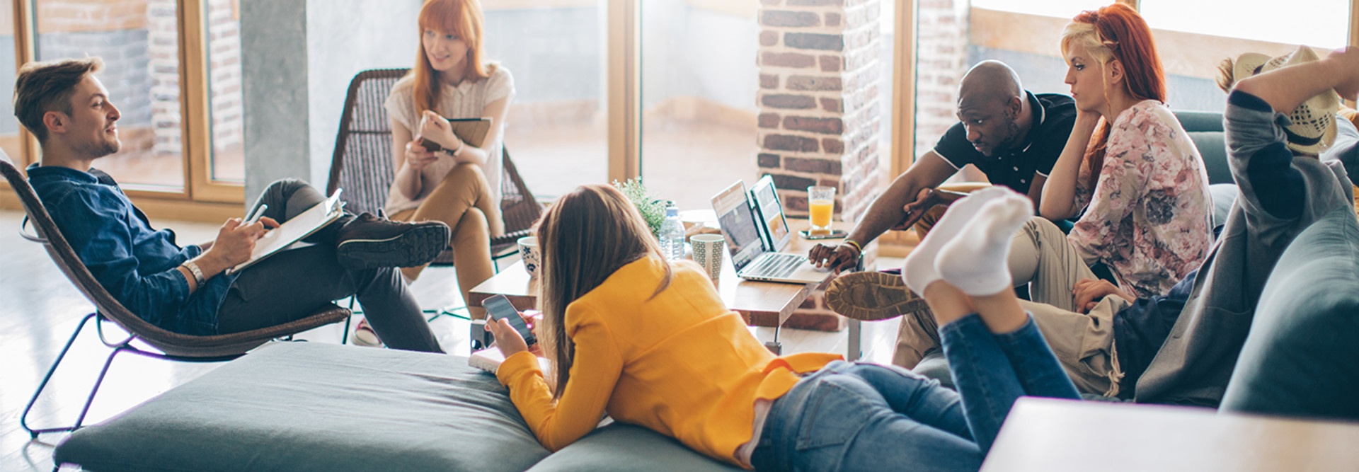 College students using tech