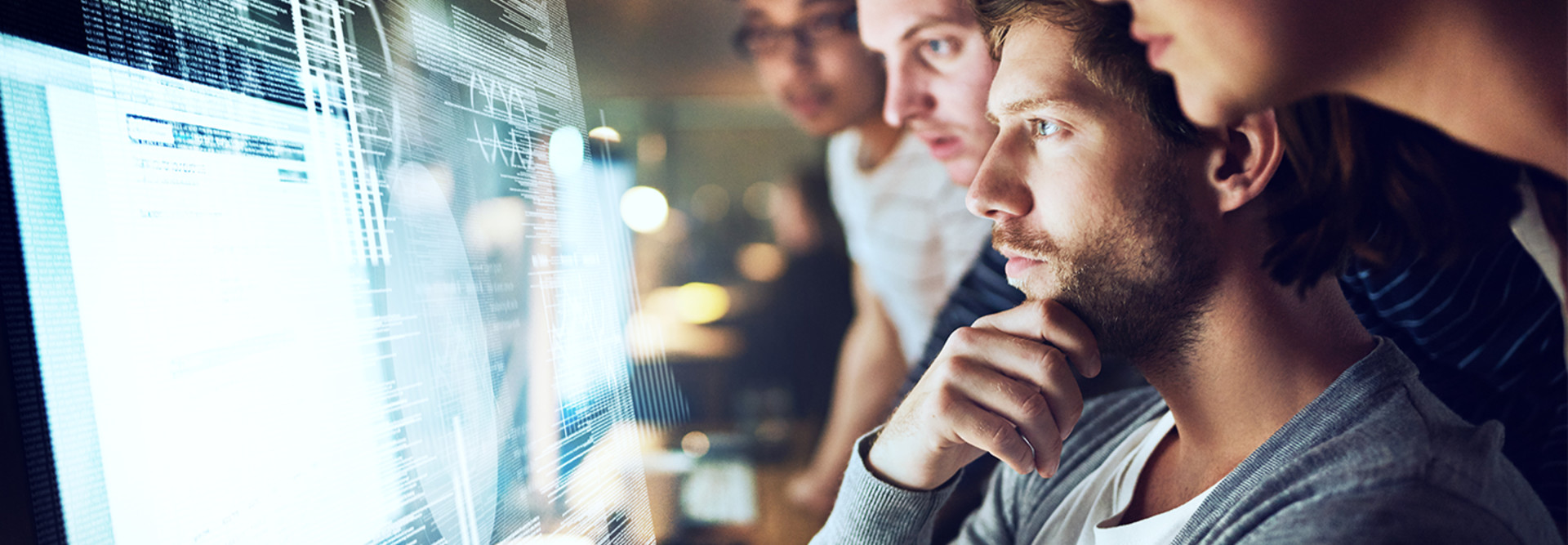 People working on computer