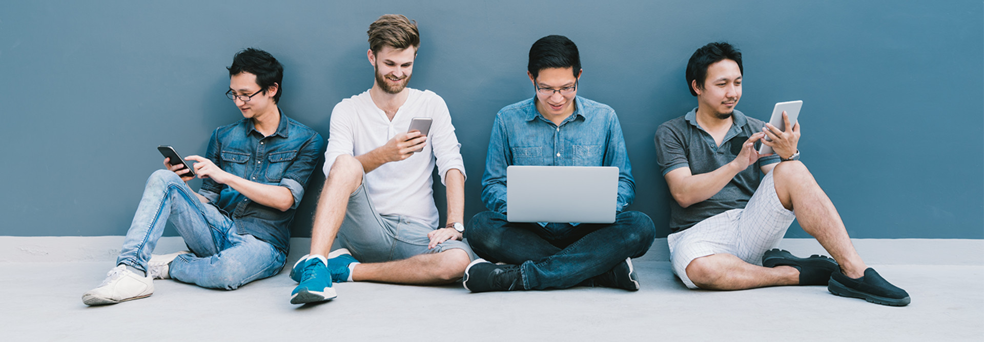 College students on connected devices