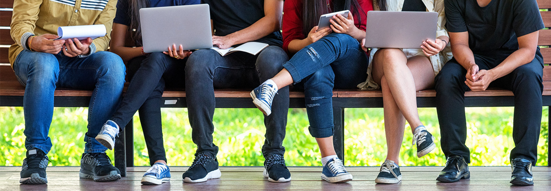 University students on their devices