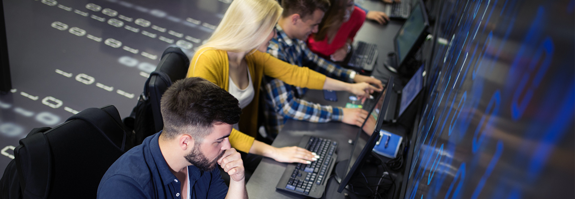 Students participating in a hackathon