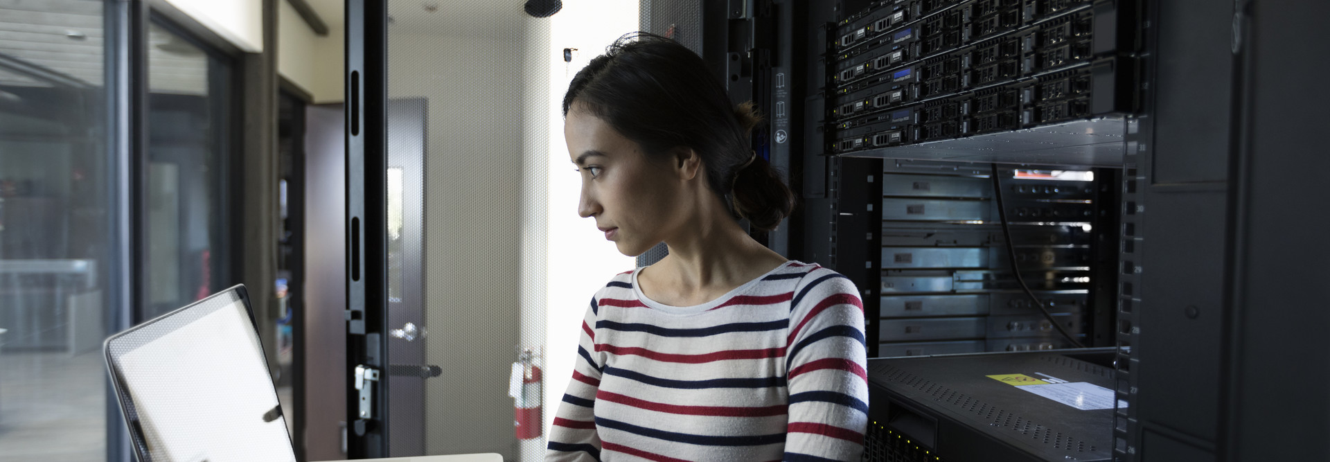 Woman dealing with network security measures