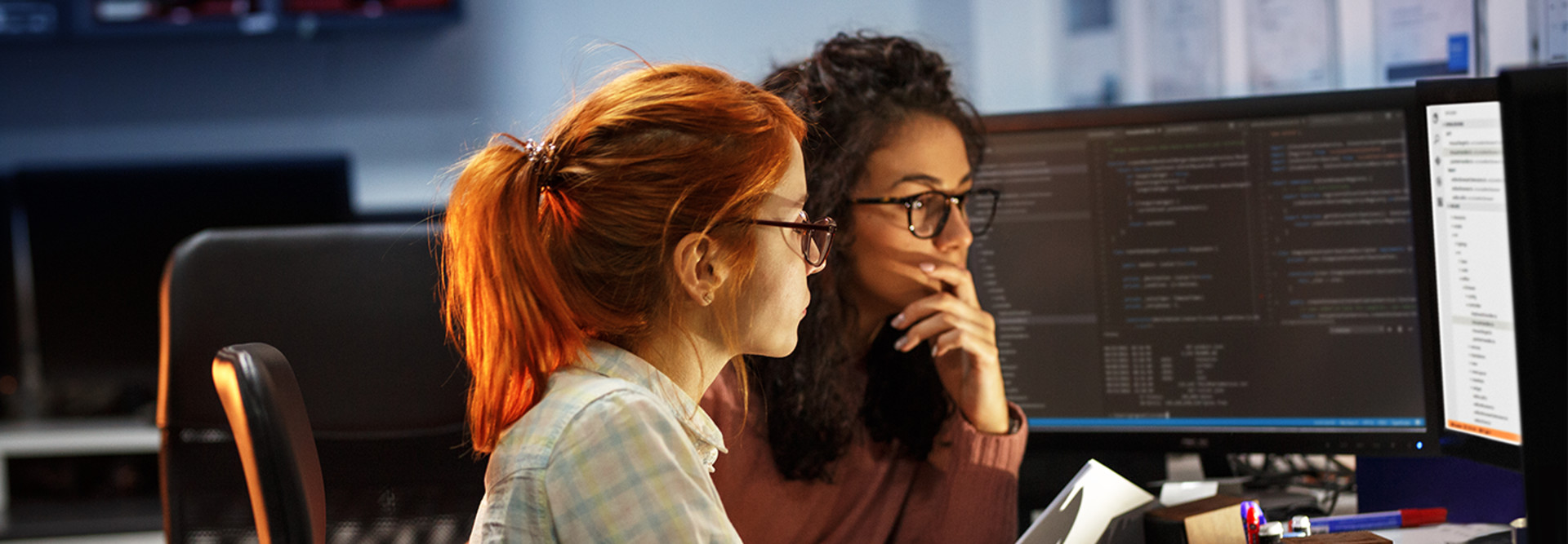 People learning at their computer