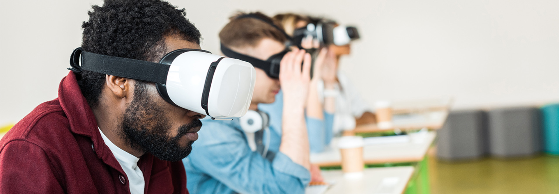kids with virtual reality headsets