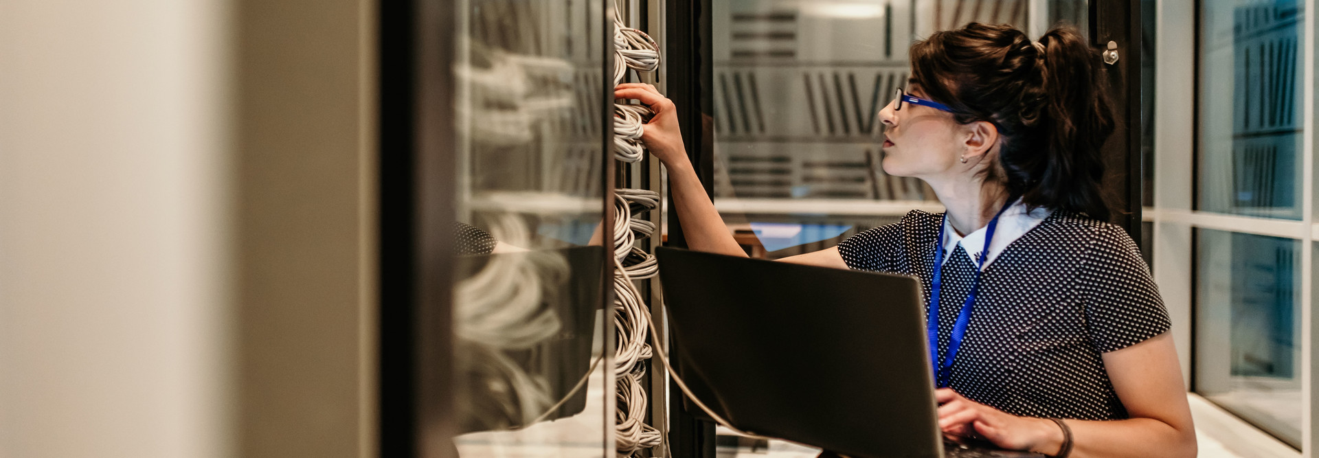 Woman in data center