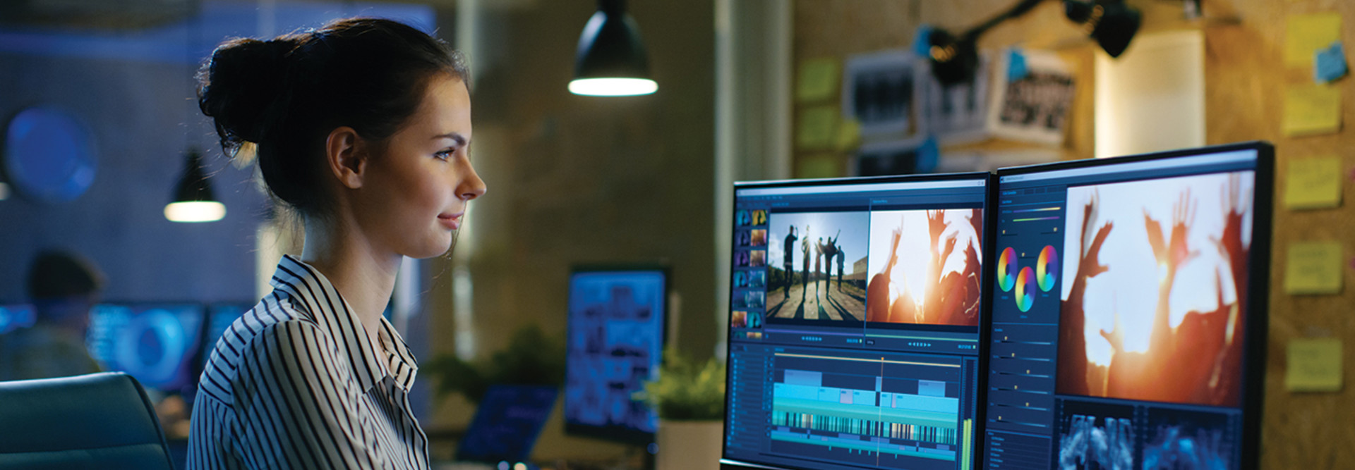 Student using video production software