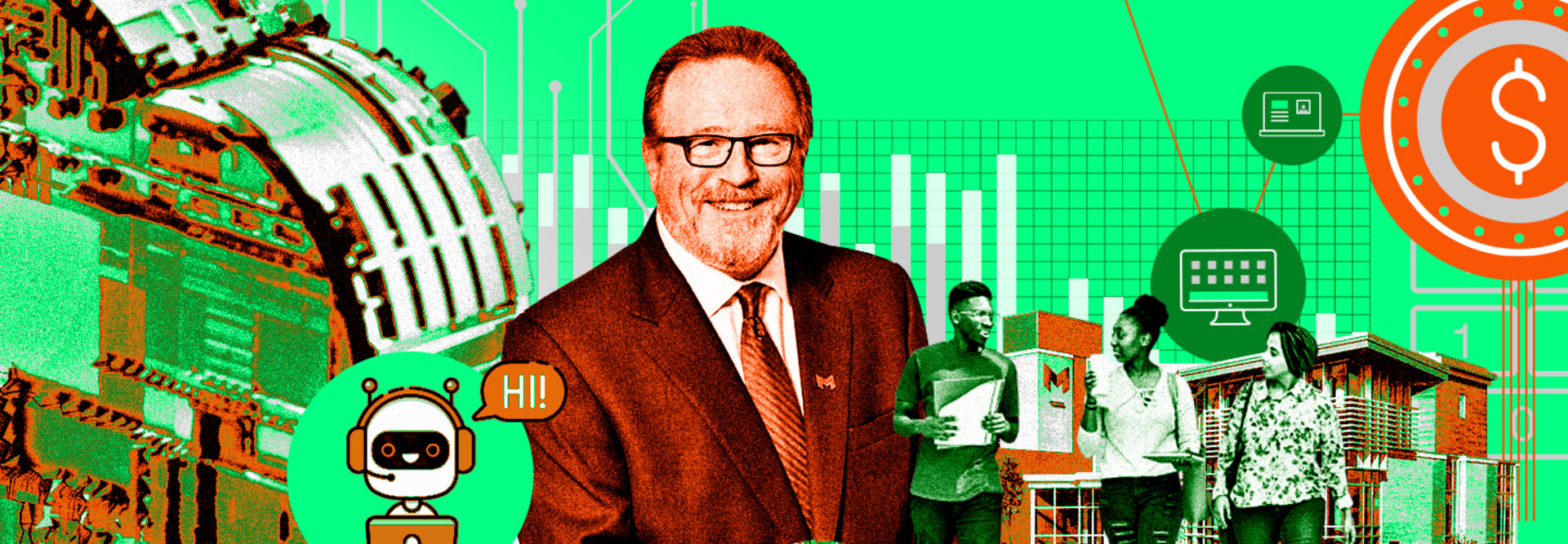 Illustrated image of Maryville University president Mark Lombardi