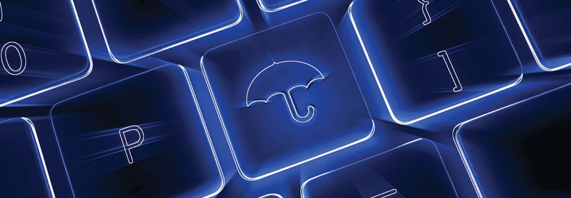 An umbrella keystroke denoting cyber insurance