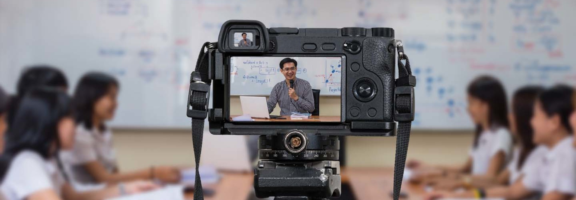 Professor teaching in an instructional studio