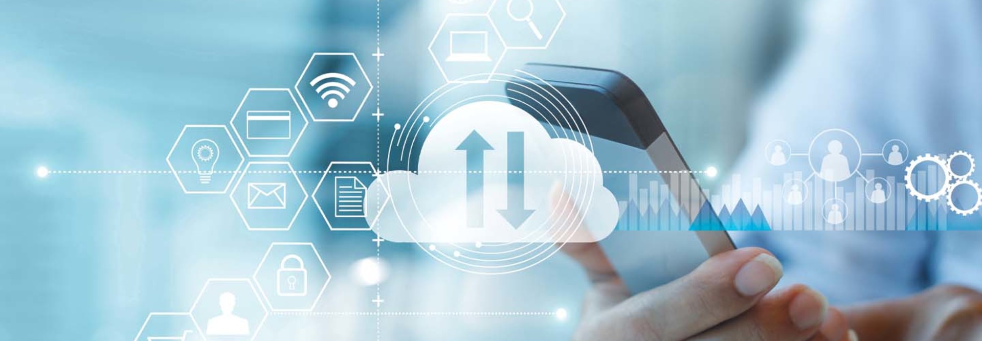 An illustration of a person using a cloud-connected phone