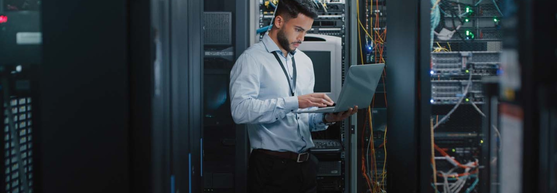 A man in a networking area