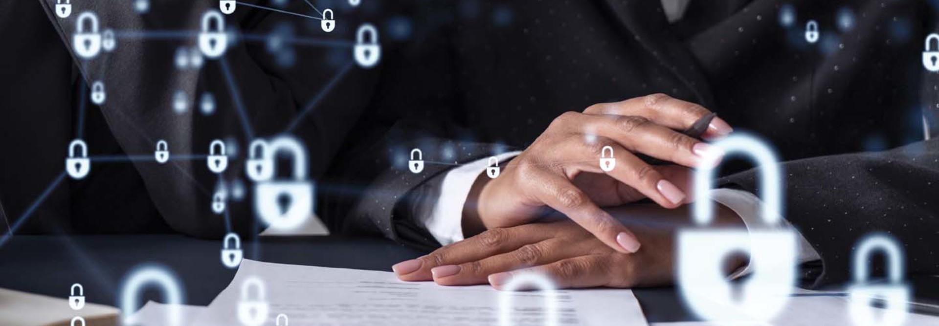 An illustration of locks and hands