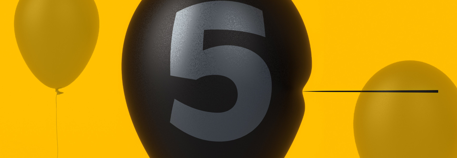 Illustration of a balloon with the number five written on it