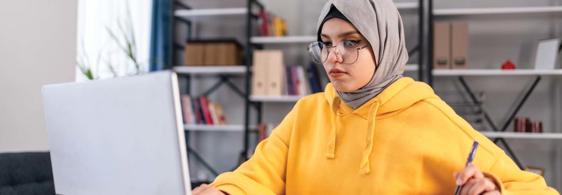 A student works on their computer