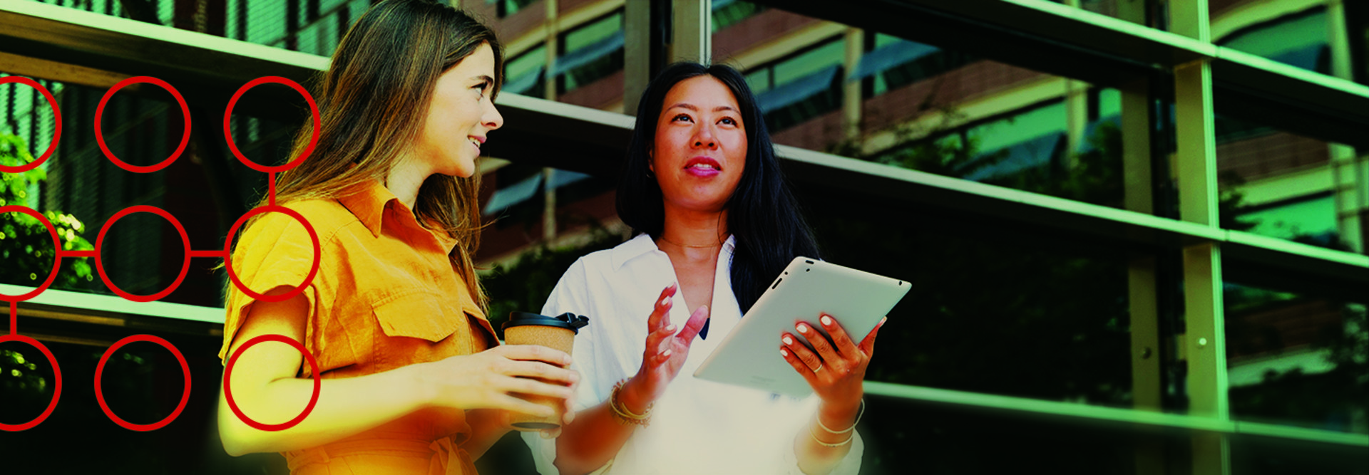 Two women discuss workforce training