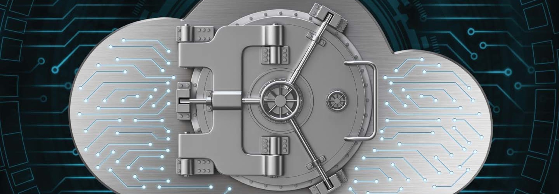 Illustration of a vault door inside a cloud