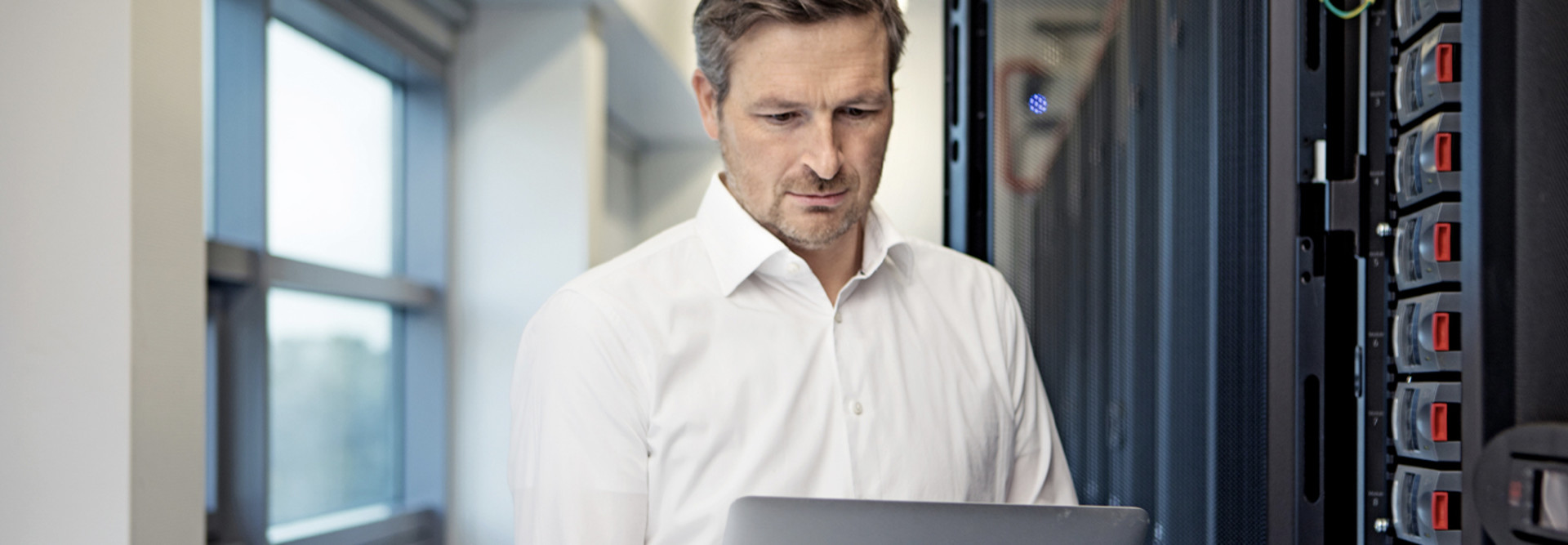Person working in server room