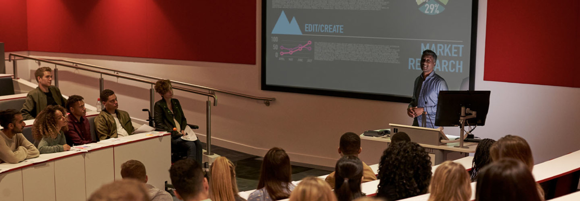 Young adult students at a university lecture