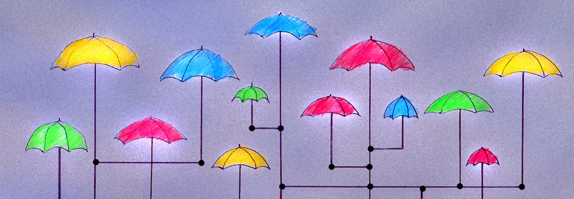 Illustration of umbrellas