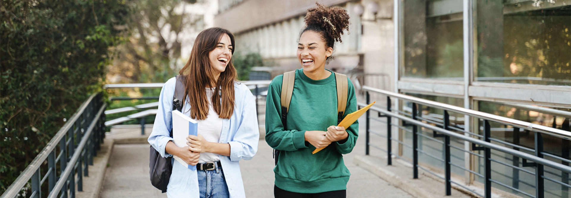 University students walking around campus