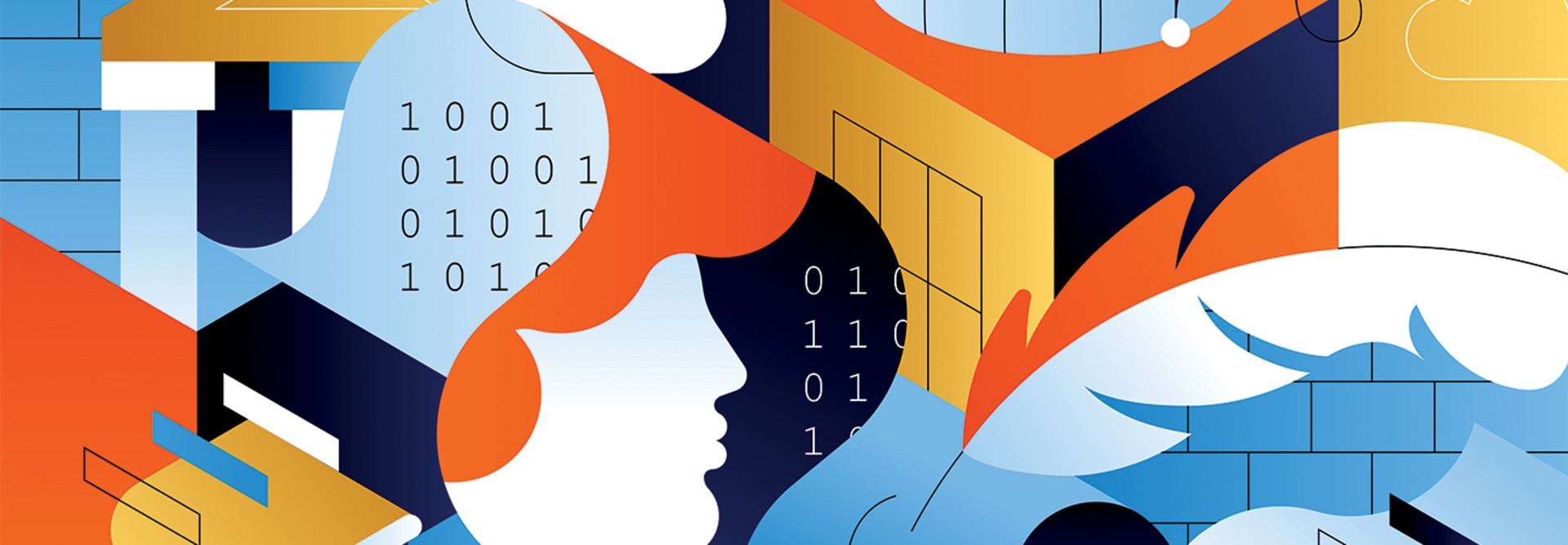 Colorful collage depicting cloud disaster recovery