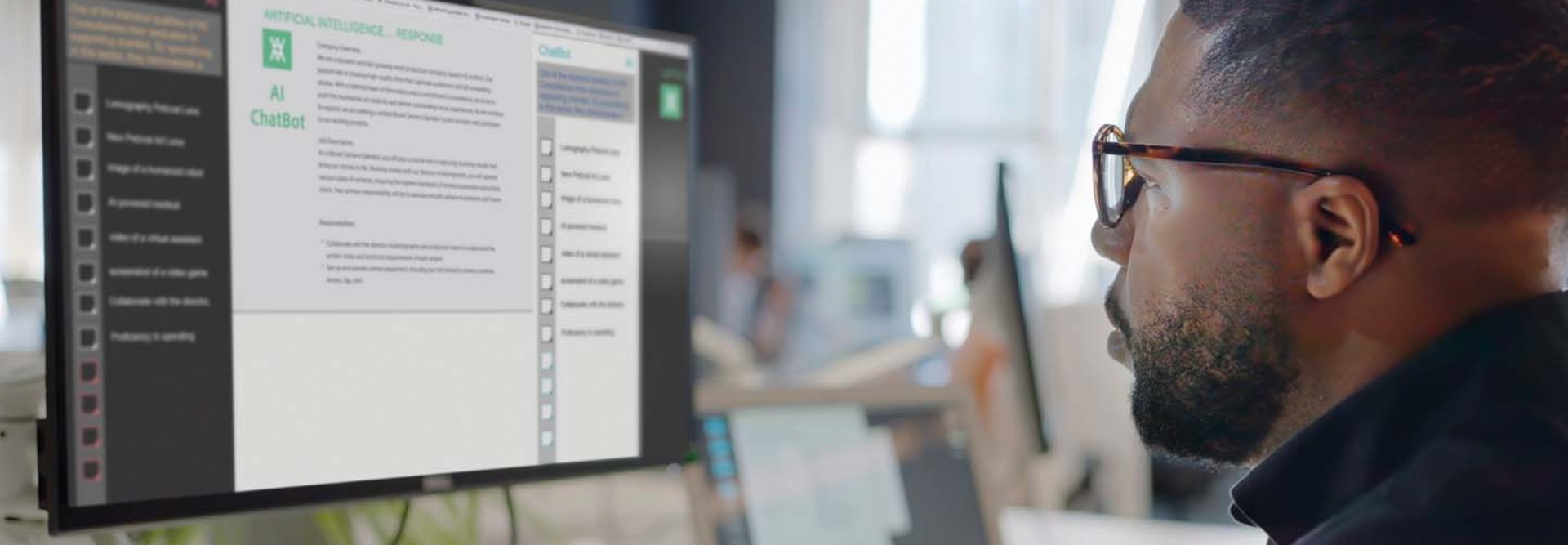 A man looks at a generative AI platform on a computer screen