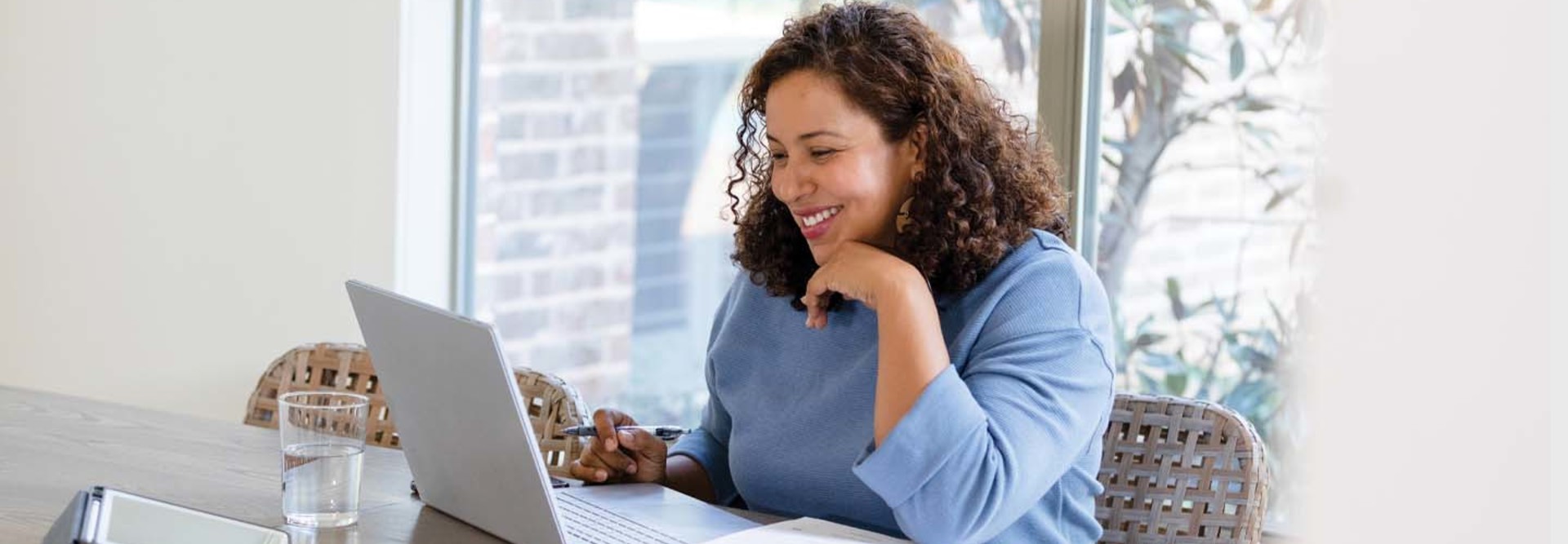Person using computer at home