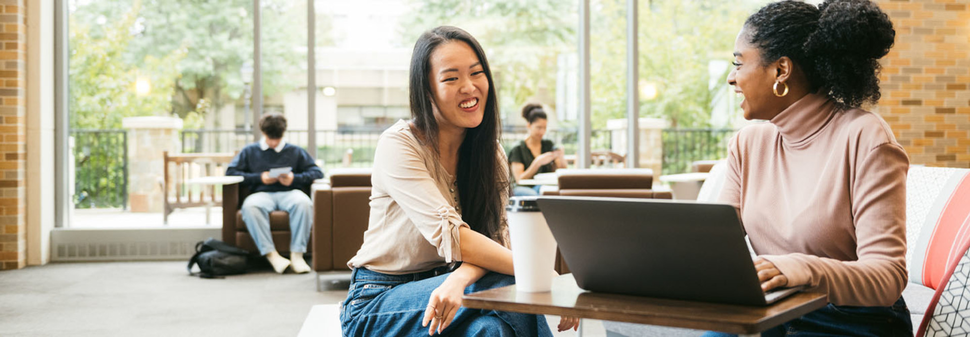 Students studying on campus