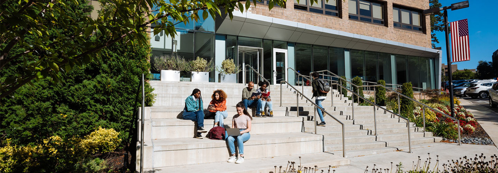 Students working outside